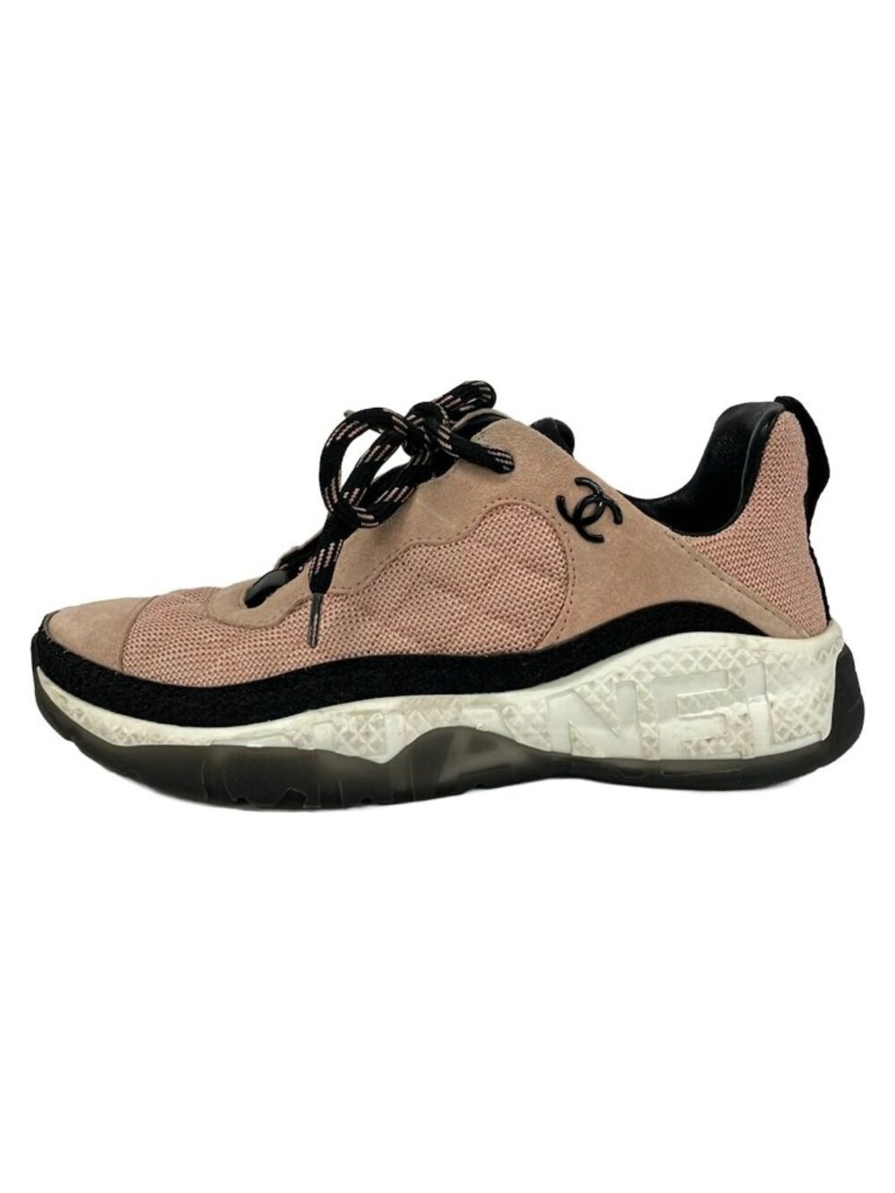 Chanel Sneakers Pink Black Quilted Low